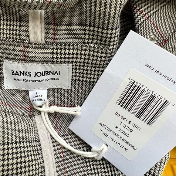 NWT Banks Journal Downtown Check Plaid Trench Coat Jacket Crock S L Gingham - Picture 11 of 13